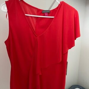 Vince Camuto Red Asymmetrical One-Shoulder blouse